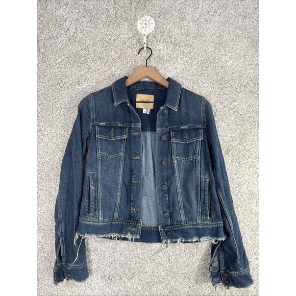 Paige Distressed Embroidered Denim Jacket Sz XS - Picture 1 of 12